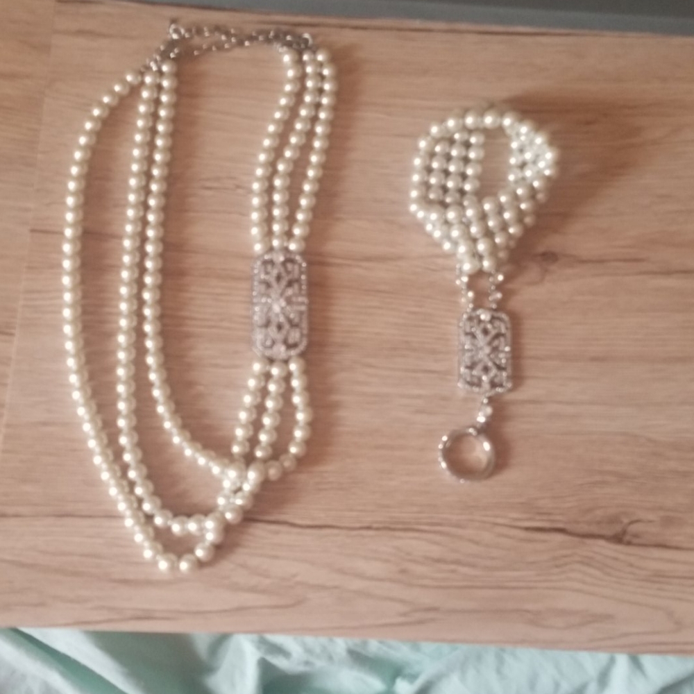 Necklace with matching bracelet finger chain